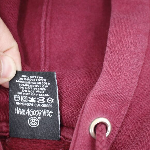 Vintage Stussy Hoodie Men’s Medium asweatshirt Drawstring Made in USA big logo - Picture 7 of 12
